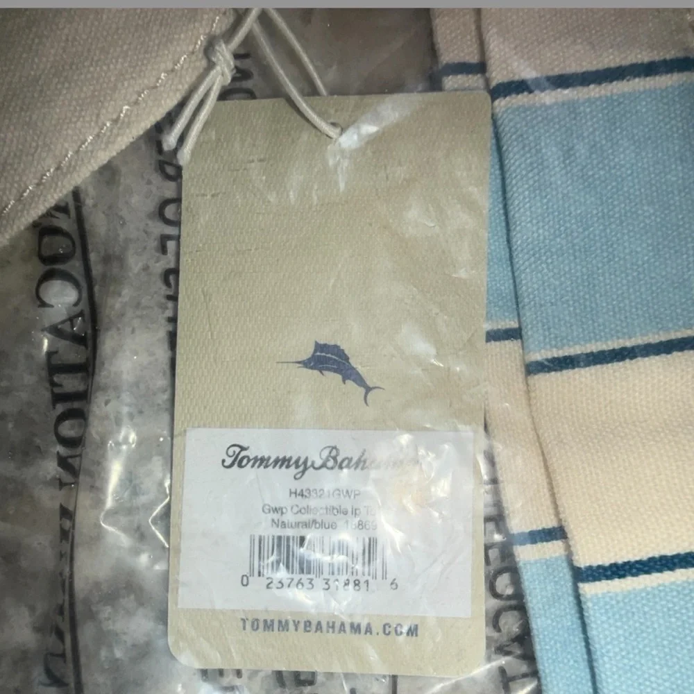 TOMMY BAHAMA “Indigo Palms” Limited Edition Tote - Blue/Natural Stripe